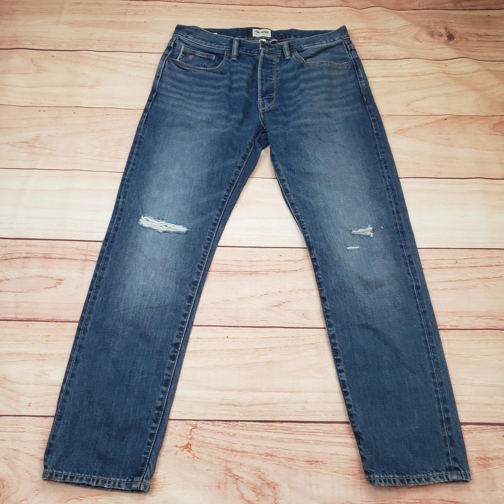 Todd Snyder Jeans‎ Mens 31x32 Blue Medium Wash Slim Straight Distressed Denim